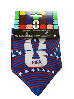 FIFA WORLD CUP DOGGIE BANDANAS 2 Pack Reversible Size M NEW